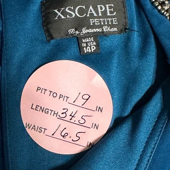 Xscape Petite Sleeveless Draped One Piece Dress With Horizontal Pleated … - Picture 7 of 8